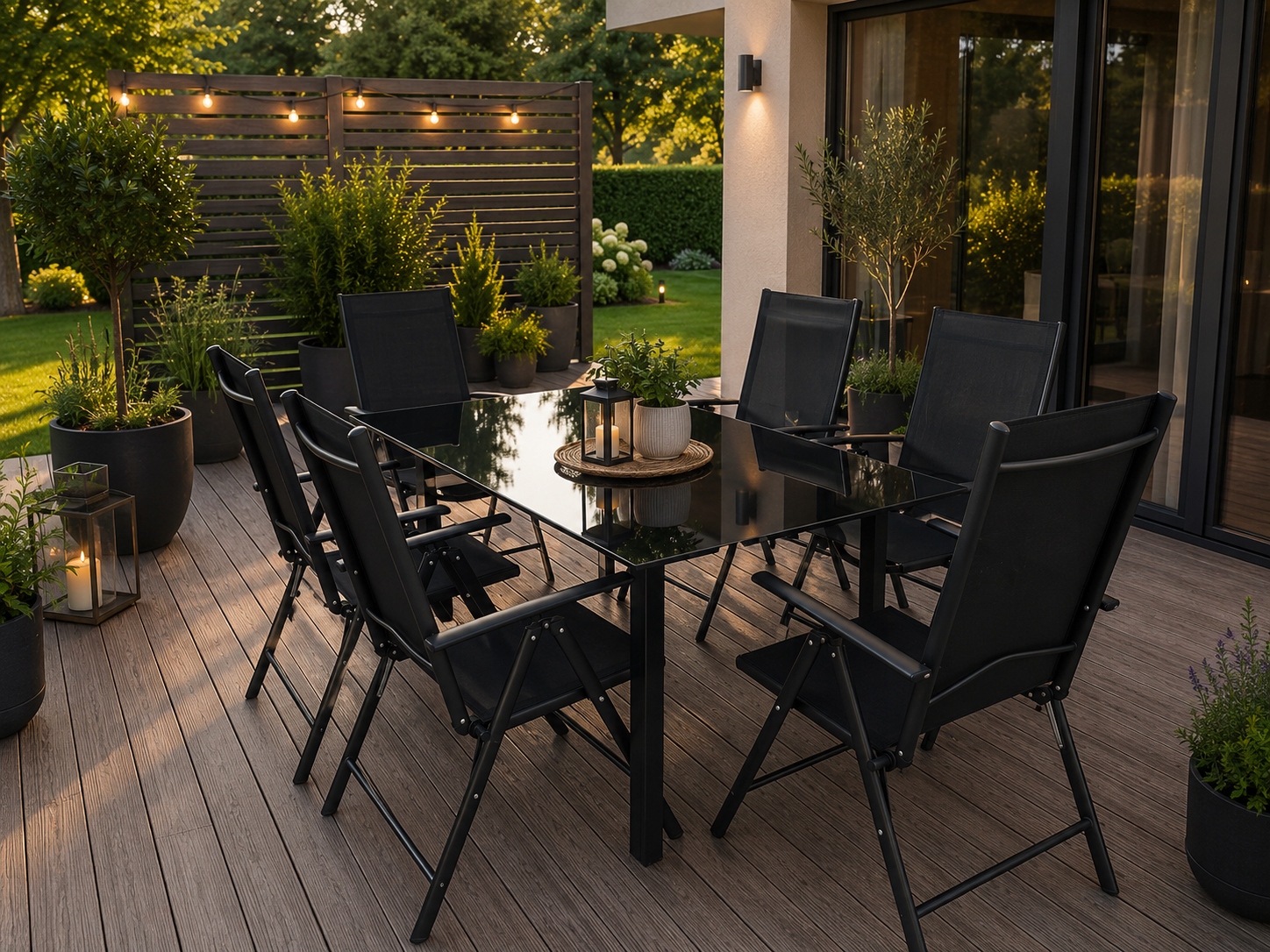 Krzesła Ogrodowe 6x Rozkładane Aluminiowe Leżak Taras Balkon Ogród czarne