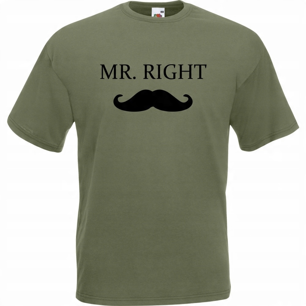 

Koszulka Mr. right prezent dla par S oliwkowa