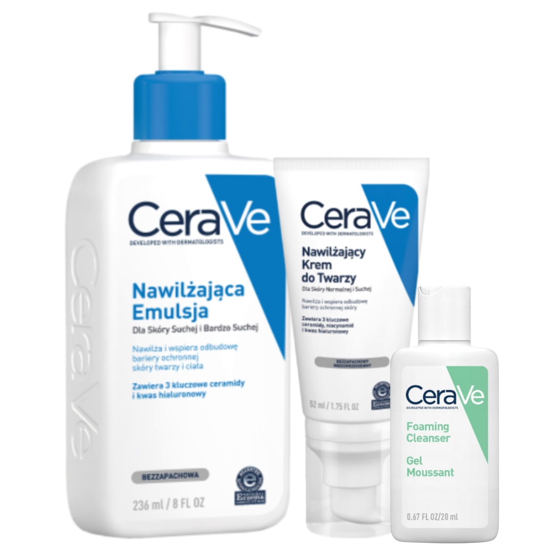 CeraVe Zestaw Emulsja Nawilżająca 236ml Krem Nawilżający do Twarzy 52ml