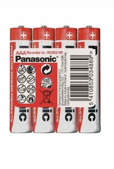 Baterie cynkowo-węglowe Panasonic Aaa (R3) 4 szt.
