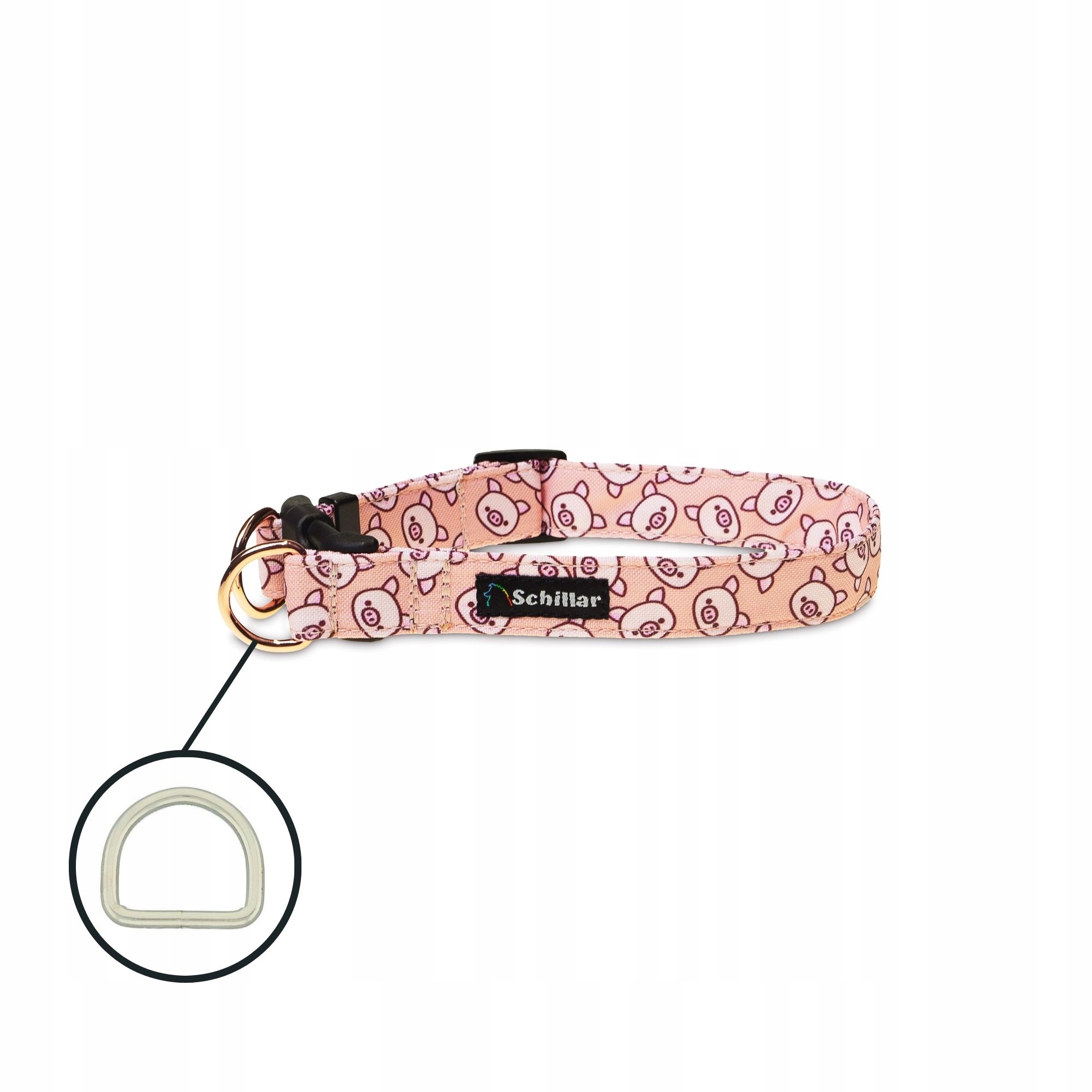 Levně Obojek na přezku double lock pro velkého psa prasátka růžová L XL 40-60cm
