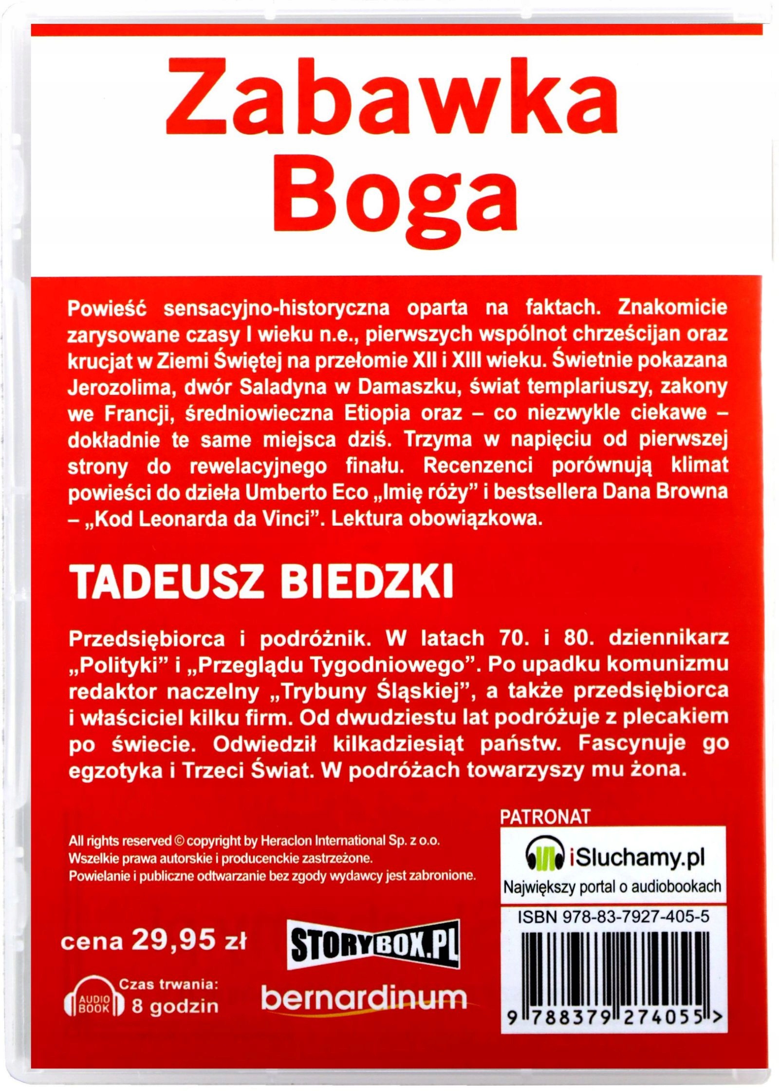 ZABAWKA BOGA - TADEUSZ BIEDZKI [AUDIOBOOK][CD-MP3] Stan opakowania oryginalne