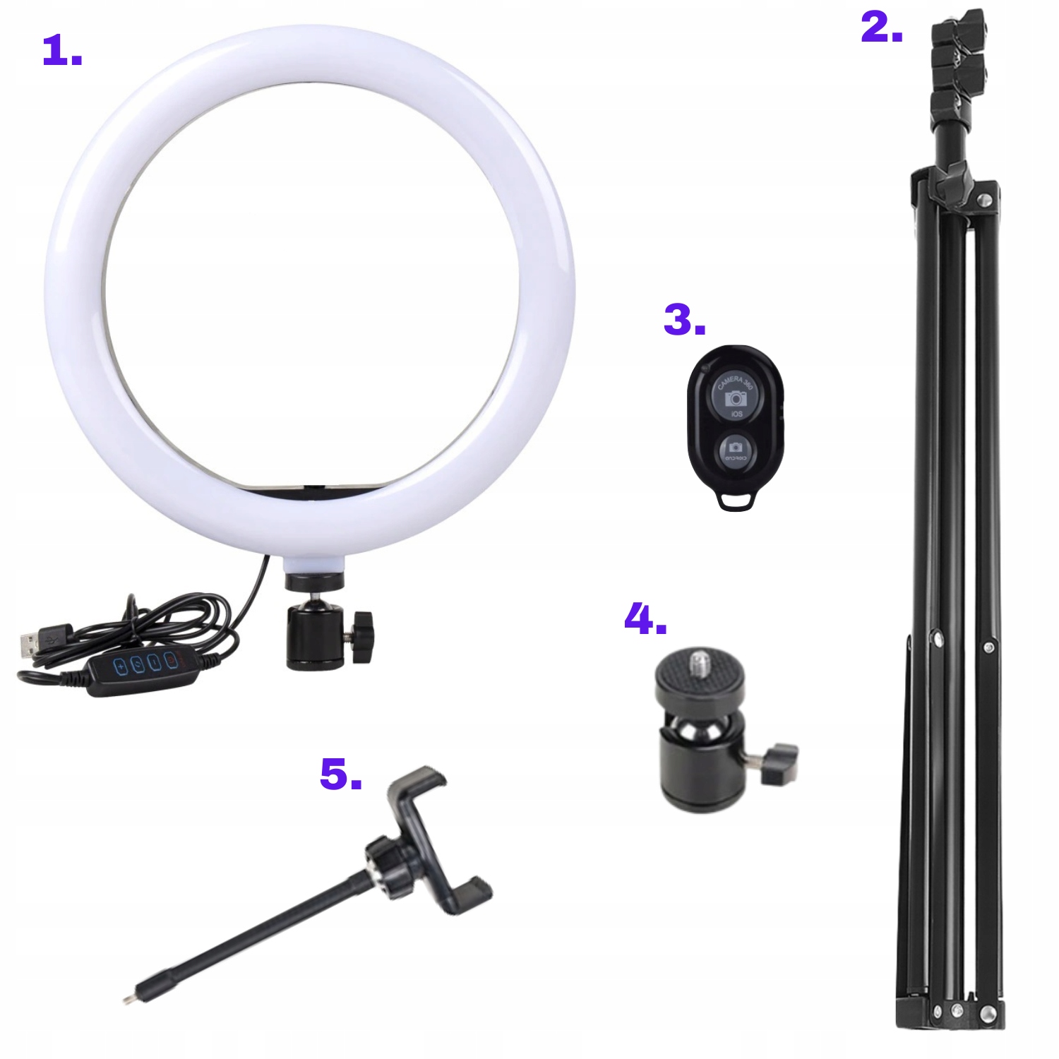 LAMPA PIERŚCIENIOWA 30cm LED+STATYW 2,2M BLUETOOTH Źródło światła LED