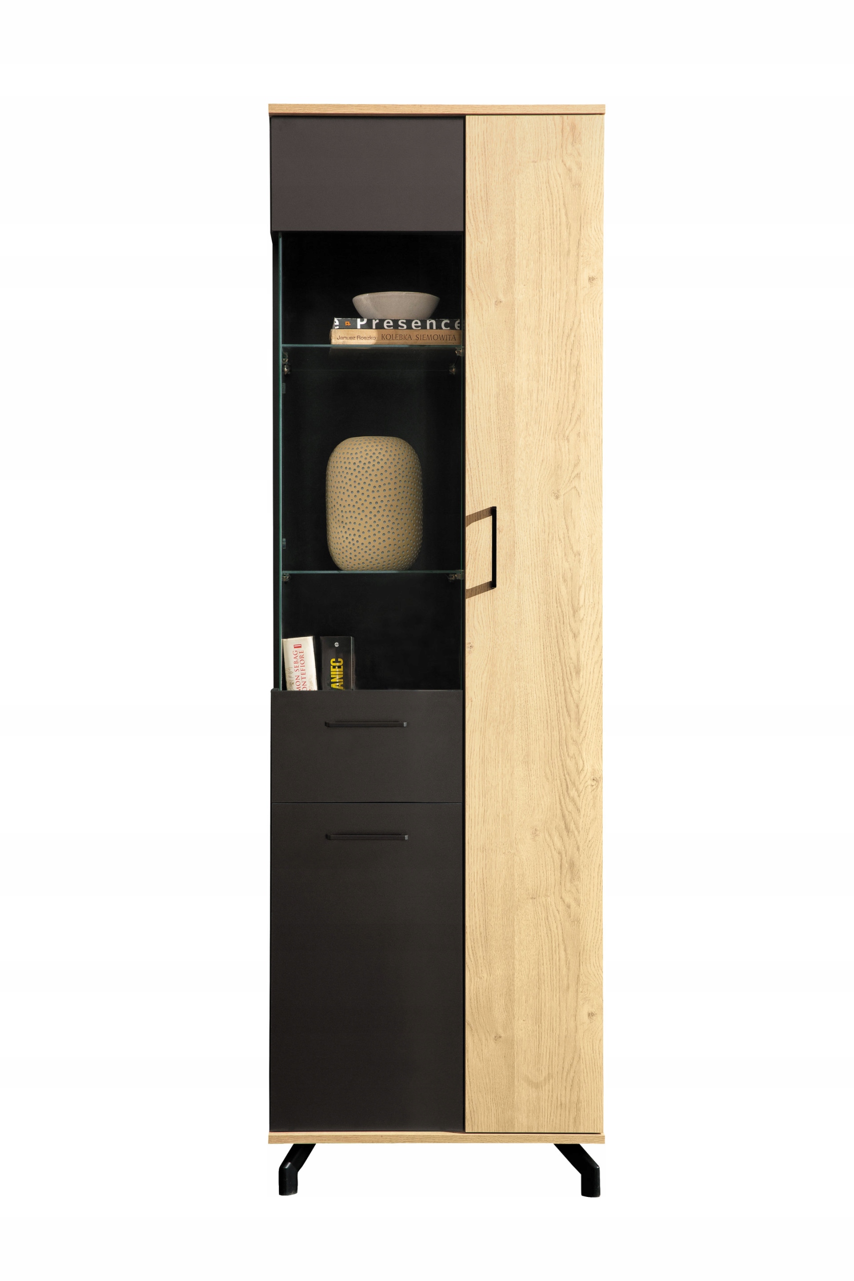 witryna wysoka słupek Salon dąb biały Madison 04 Marka Meblar