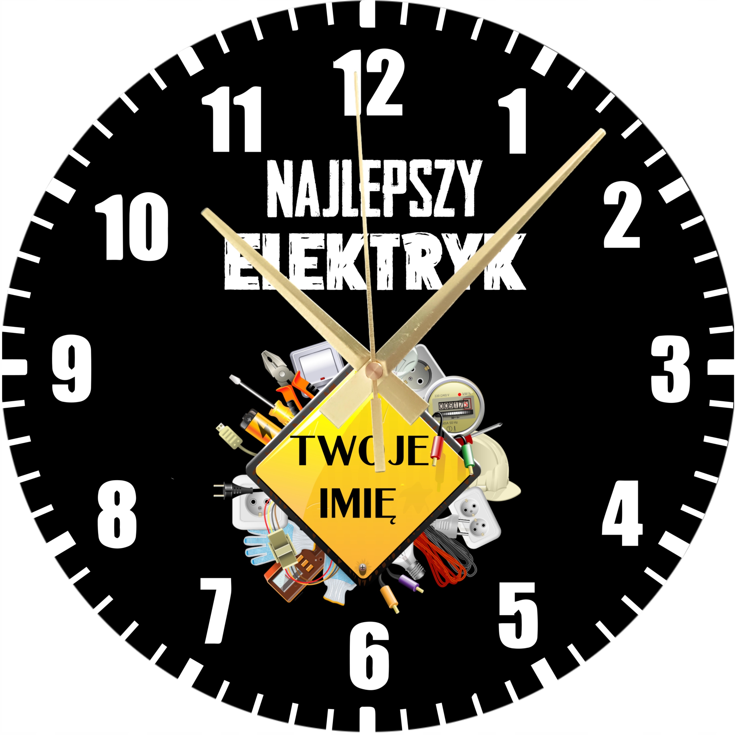 Dekorativní nástěnné hodiny Nejlepší Elektrikář Vaše jméno Dárek 45 cm