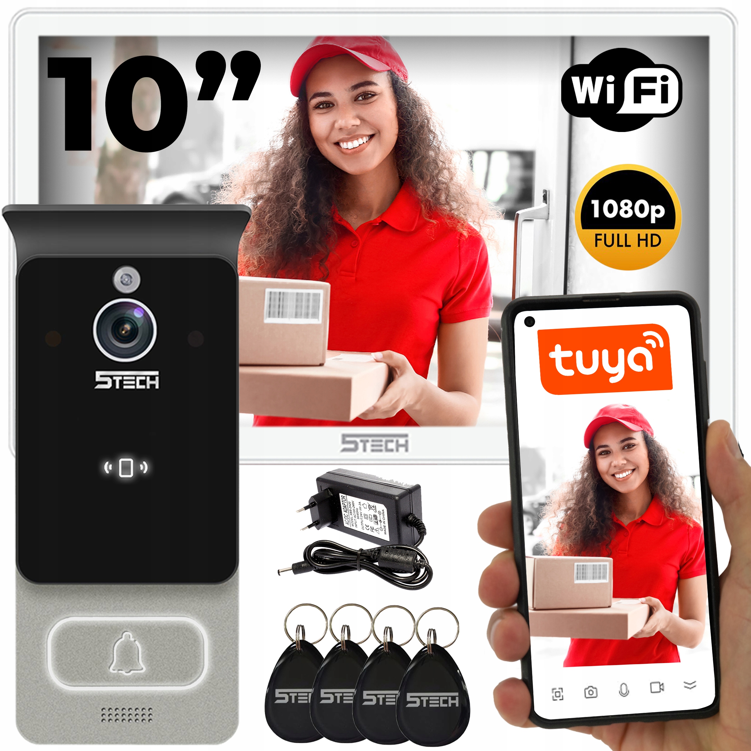 Wideodomofon Cyfrowy 5TECH Twin Wi-Fi Virgo 10' One 82228C Czytnik 2-ŻYŁOWY