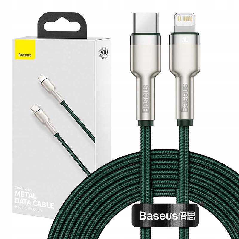 Kabel Baseus USB typ C - Apple Lightning 2 m zielony