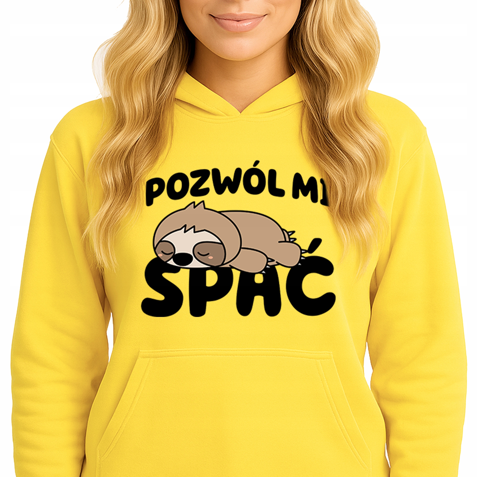 Mikina S Kapucí Žlutá bavlněná mikina Módní Youth Dovolte mi spát Vel M