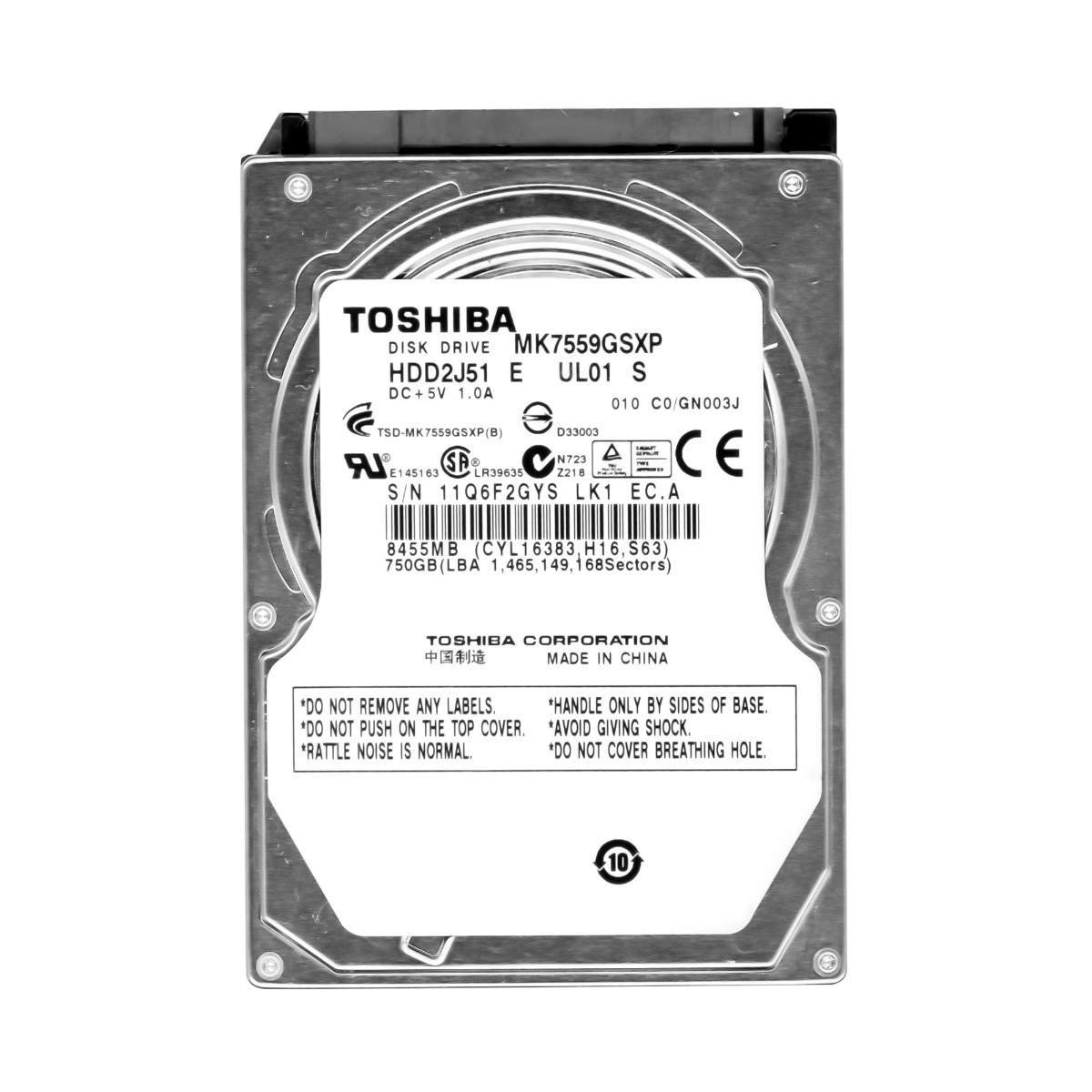 Toshiba 750GB 5.4k 8MB Sata II 2.5'' MK7559GSXP