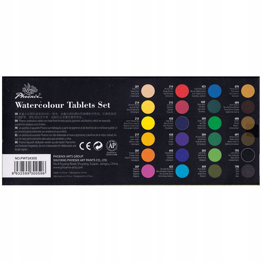 Farby akwarelowe Phoenix 24szt. + pędzel okrągły Kod producenta akwarel/24