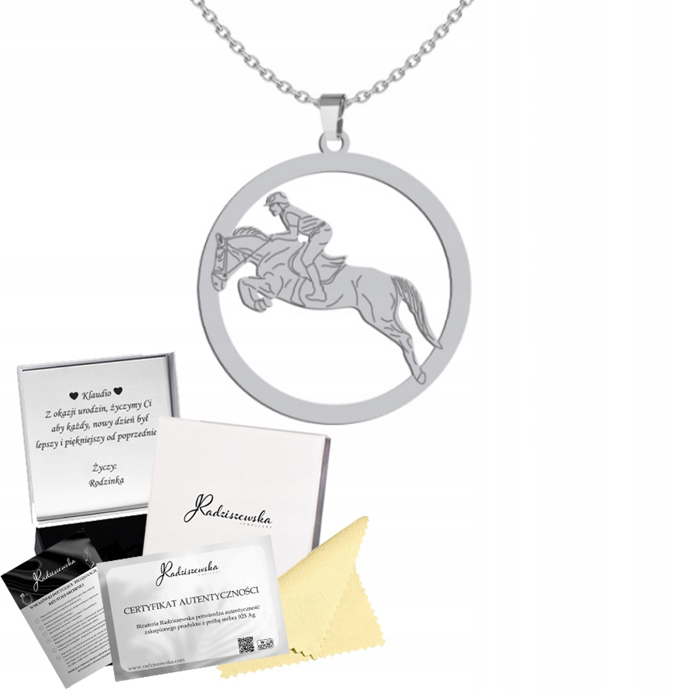 Stříbrný Náhrdelník Jezdectví Na Koni Řetízek Stříbro 925 Dárek Gravírování