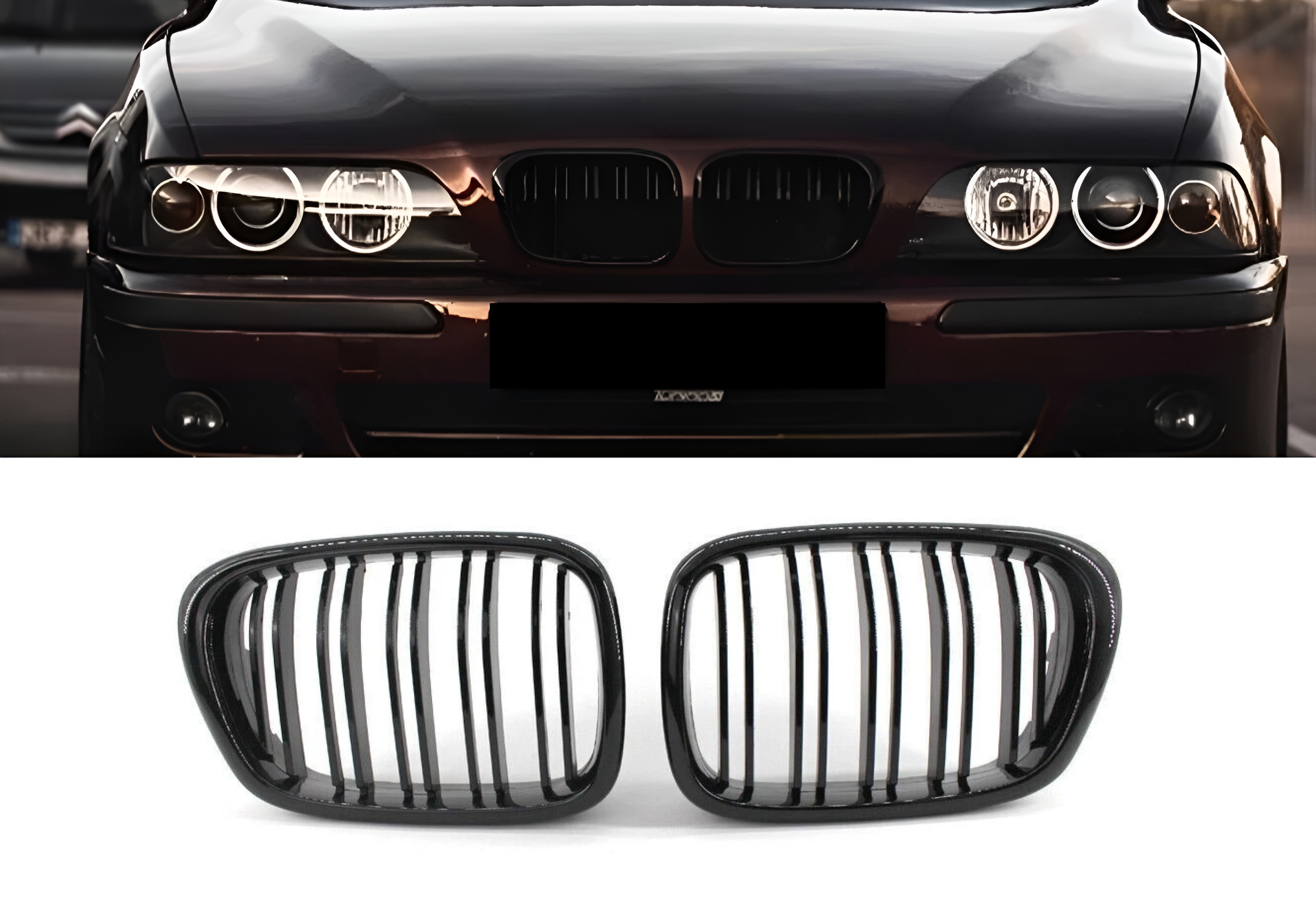 Bmw E39 Sedan Touring 1999-2003 Grill Predná Mriežka Nárazníka Atrapa Chladiča M5 Look Čierna