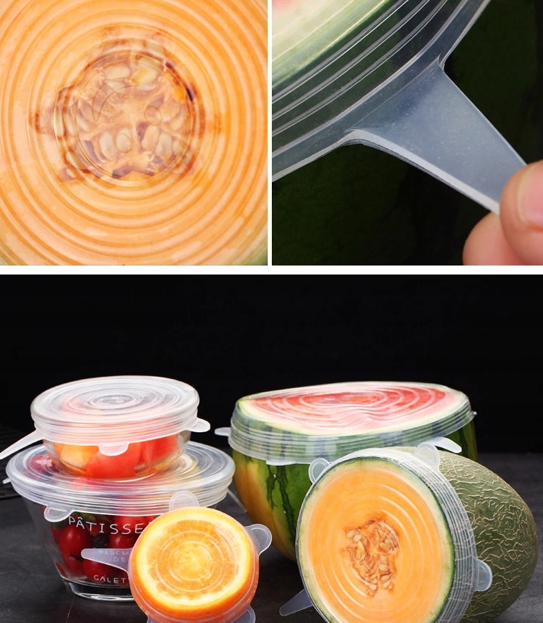 POKRYWKI SILIKONOWE UNIWERSALNE DO ŻYWNOŚCI 6 SZT - Przyjazne EAN (GTIN) 0085866577040