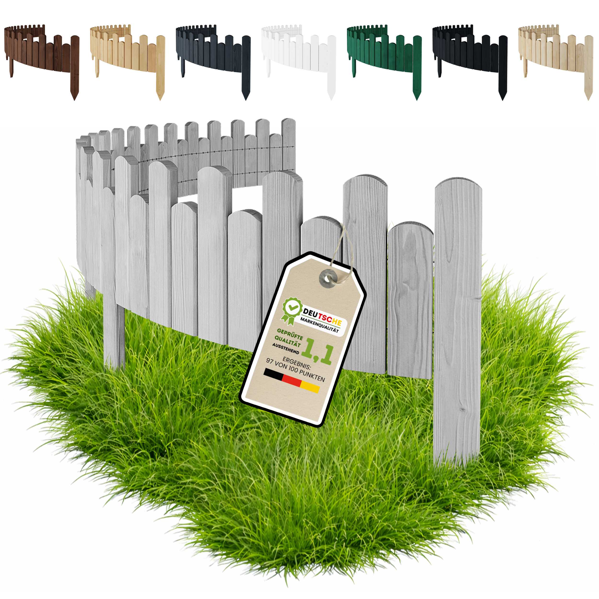 Dřevěný zahradní plot 200x15 cm obrubník záhon palisáda stříbrná