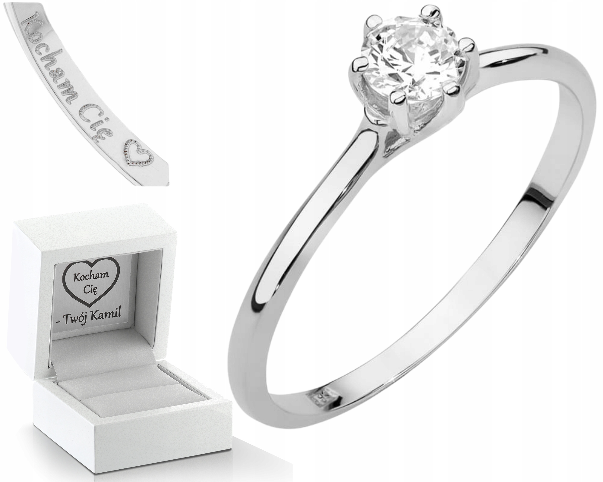 Bílé Zlato Prstýnek Diamant Lab Jako Dárek Drtič 585 14K