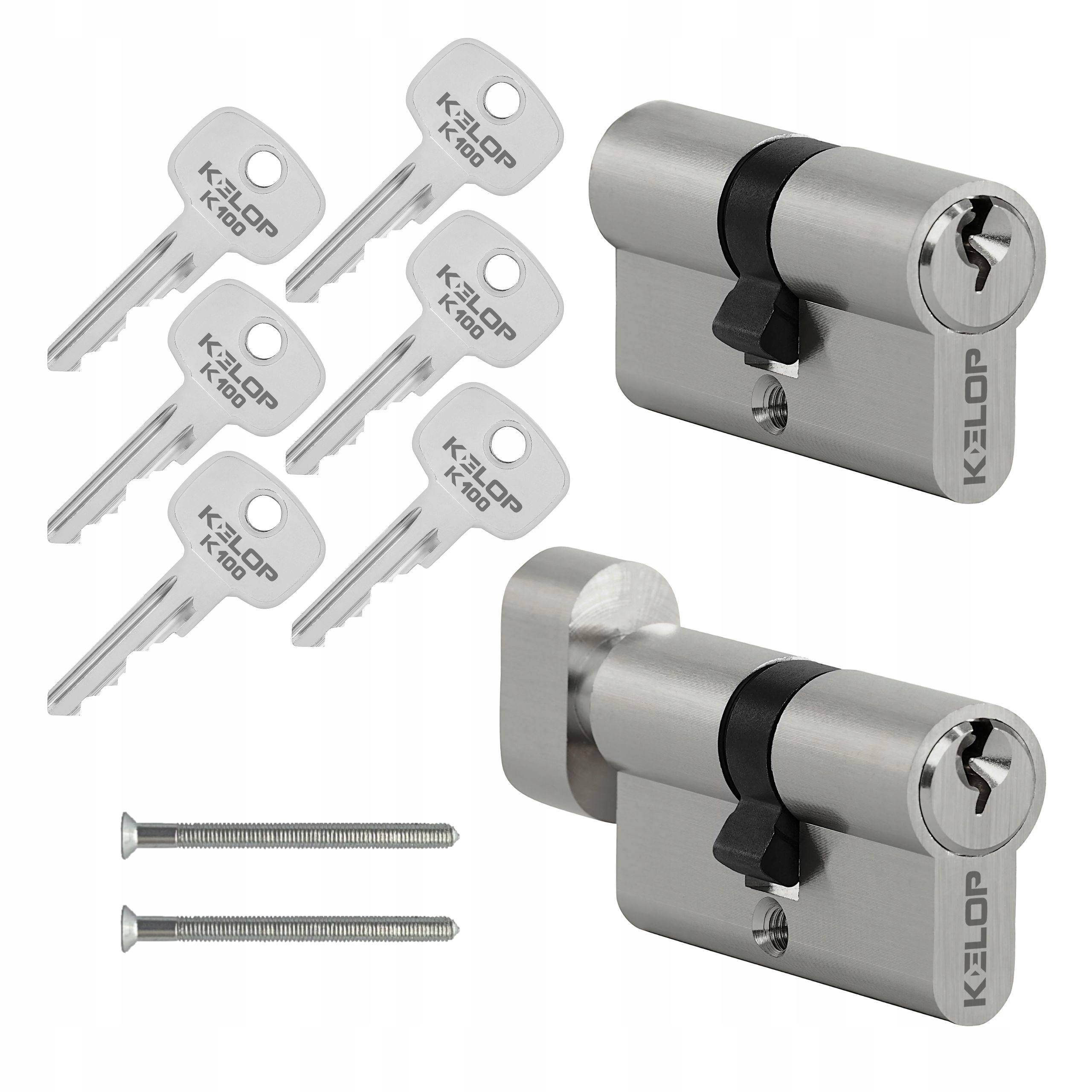 sada vložek Kelop K100 50/50 50/50G s niklovým knoflíkem, 6 klíčů
