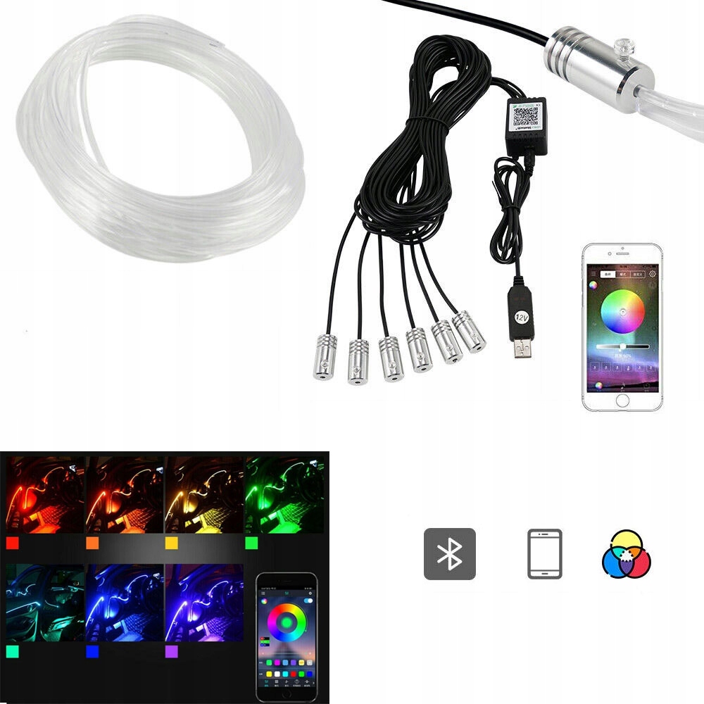 8M sada osvětlení do interiéru auta Ambiente Rgb světlovod