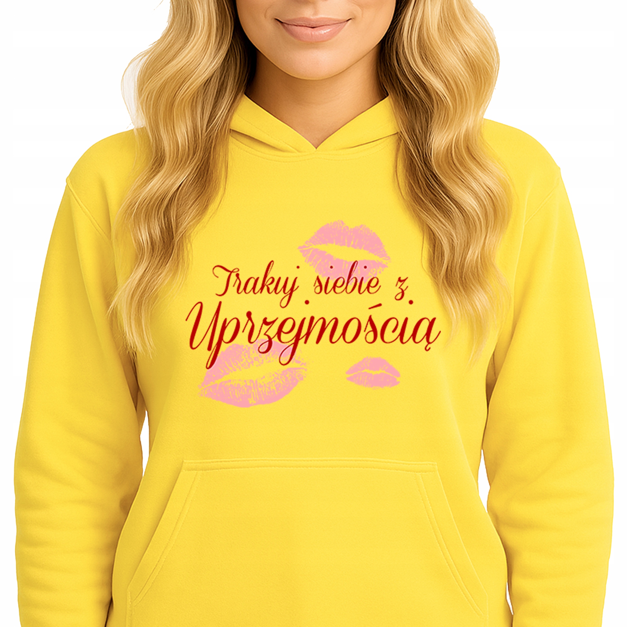 Mikina S Kapucí Žlutá bavlněná mikina Chovejte se k sobě s laskavostí S