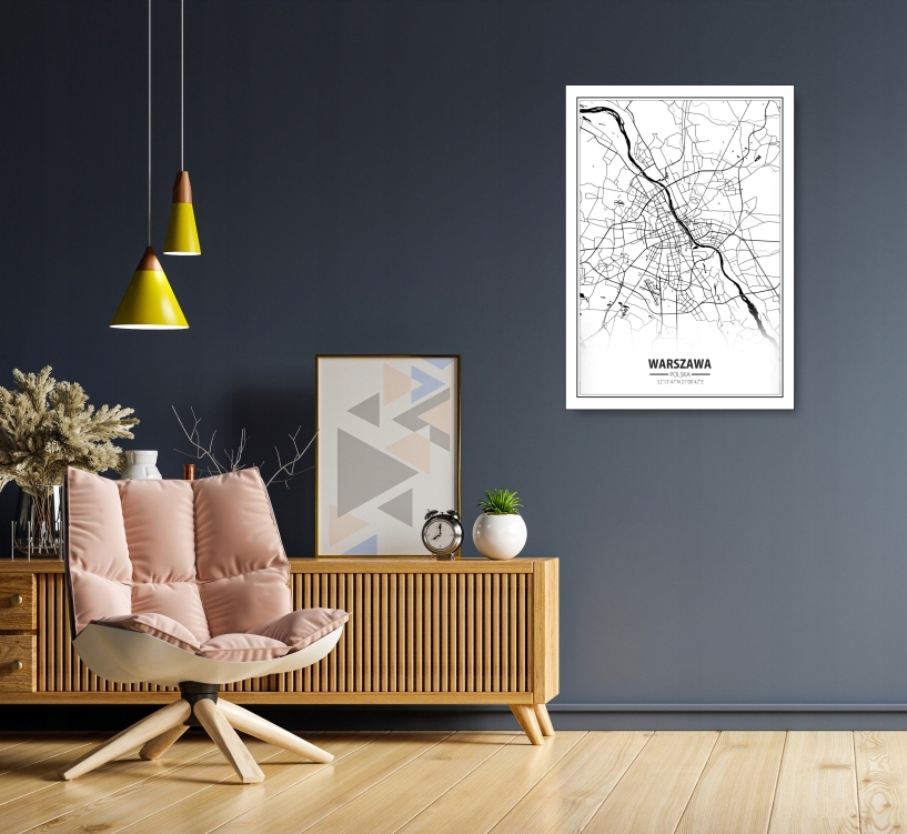 WARSZAWA MAPA MINIMALIZM plakat A1 59,4x84cm #194 Marka KMBpress
