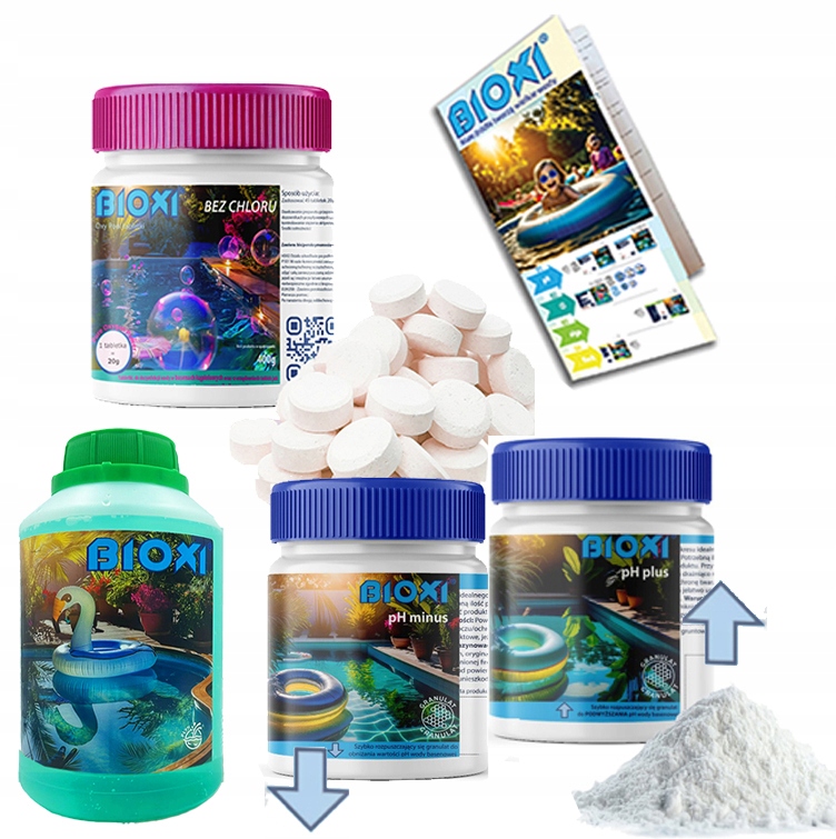 Zestaw 5W1 Bez Chloru Aktywny Tlen Na Sezon pH Alga Tabletki Do Basenu
