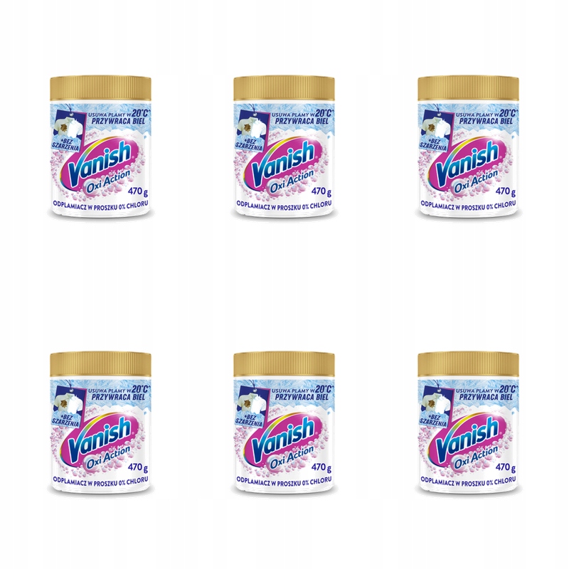 Vanish Oxi Action White odstraňovač skvrn na bílé tkaniny v prášku 470 g X6