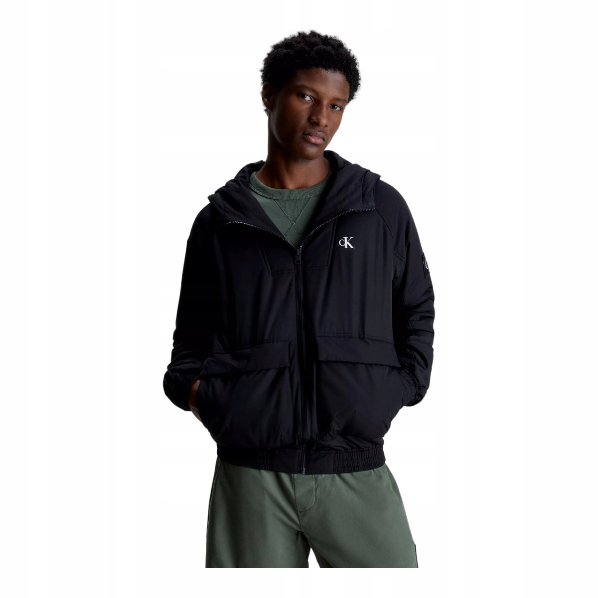 Calvin Klein Pánská Bunda Padded Hooded Harrington Černá r.XL