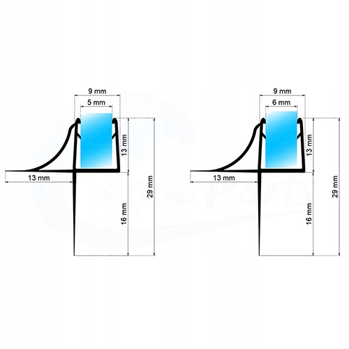 Uszczelka kabiny prysznicowej 100cm 5 6 mm US-05-6 Marka Aquaparts