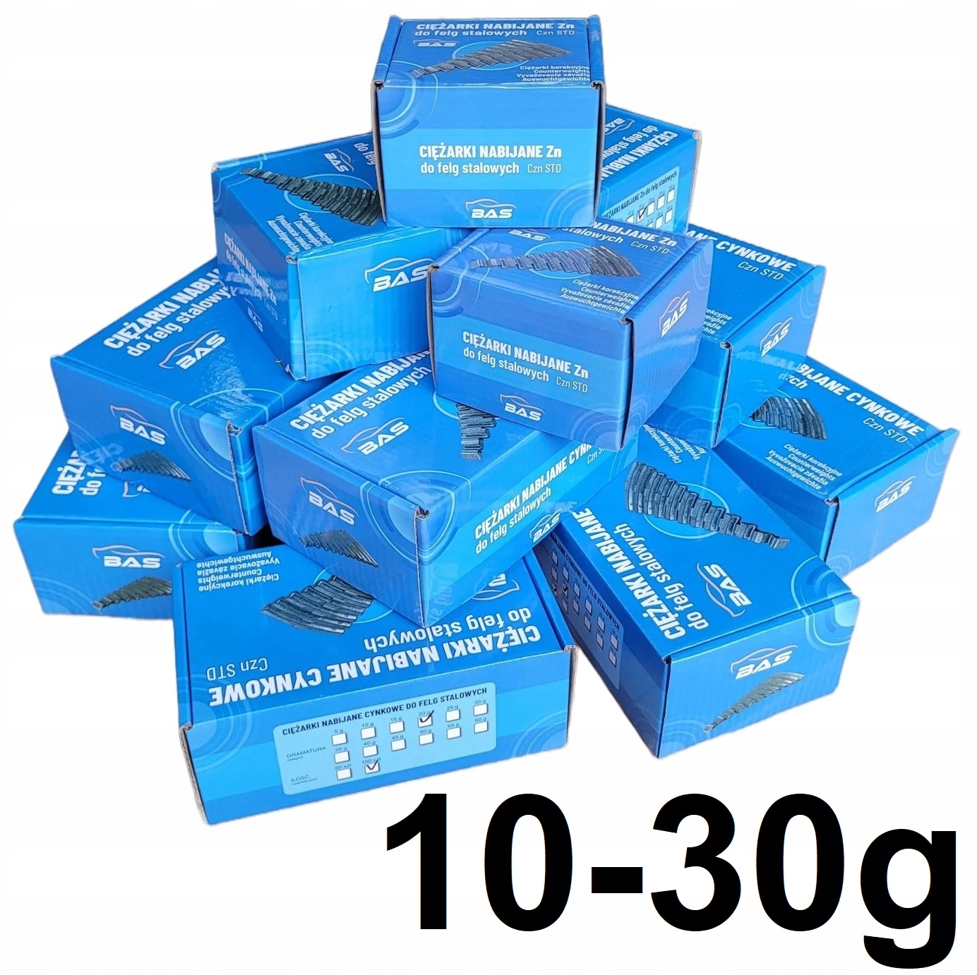 Sada napichovacích závaží Bas 10-30 g Zinok na oceľové disky 500 x