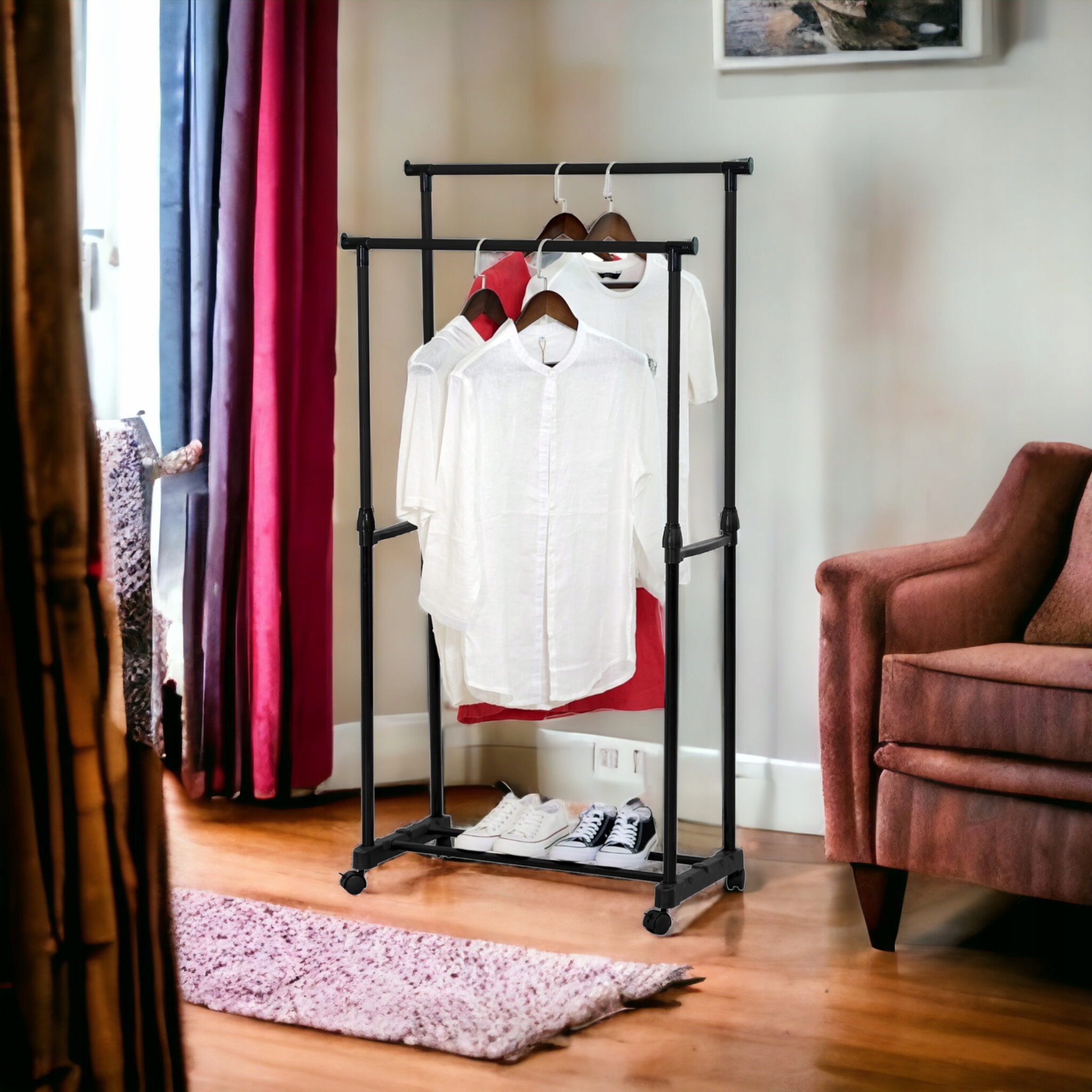 POJEMNY Podwójny Wieszak stojący regulowany 130cm Waga produktu z opakowaniem jednostkowym 1.45 kg