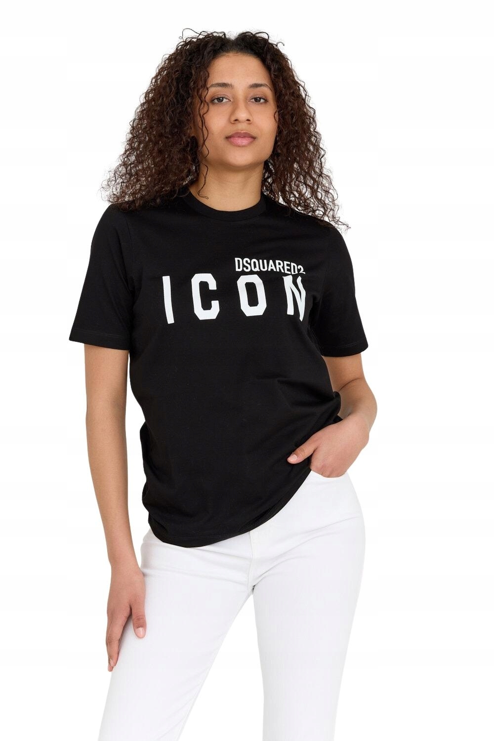 DSQUARED2 Černé dámské tričko s logem Icon S