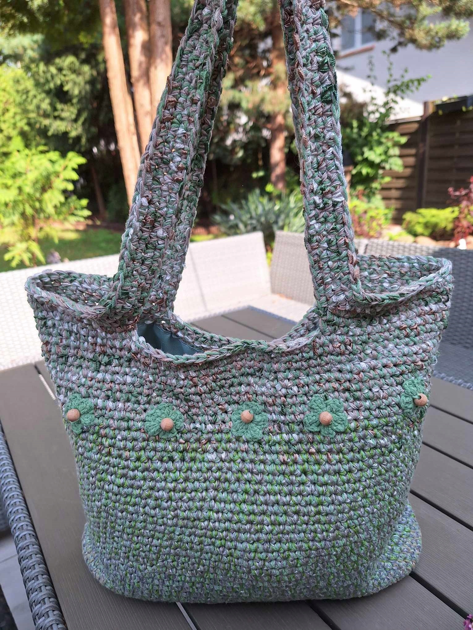 kabelka háčkovaná fantazijní vzor 7 khaki