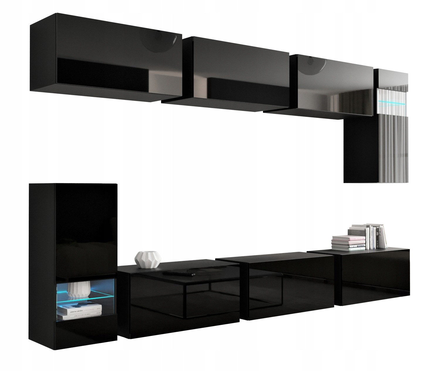 Nábytková Stěna Lesk do obývacího pokoje Možnost Led Nábytek FMB3