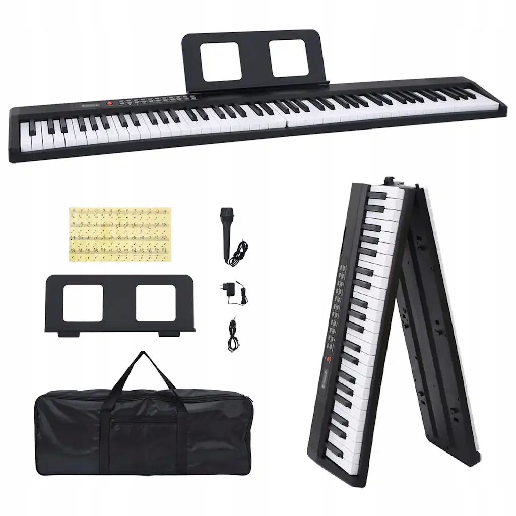 Elektrické piano keyboard s 88 klávesami, černo-bílé, 127 x 31 x 20 cm, s mikrofonem