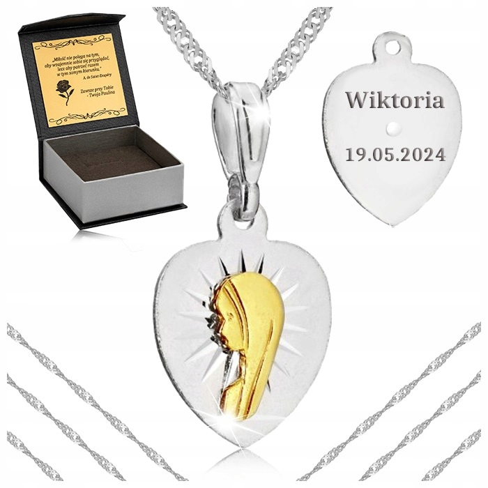 Dámský Dlouhý Řetízek S Medailonkem 925 Náhrdelník Singapur Gravírování dárek