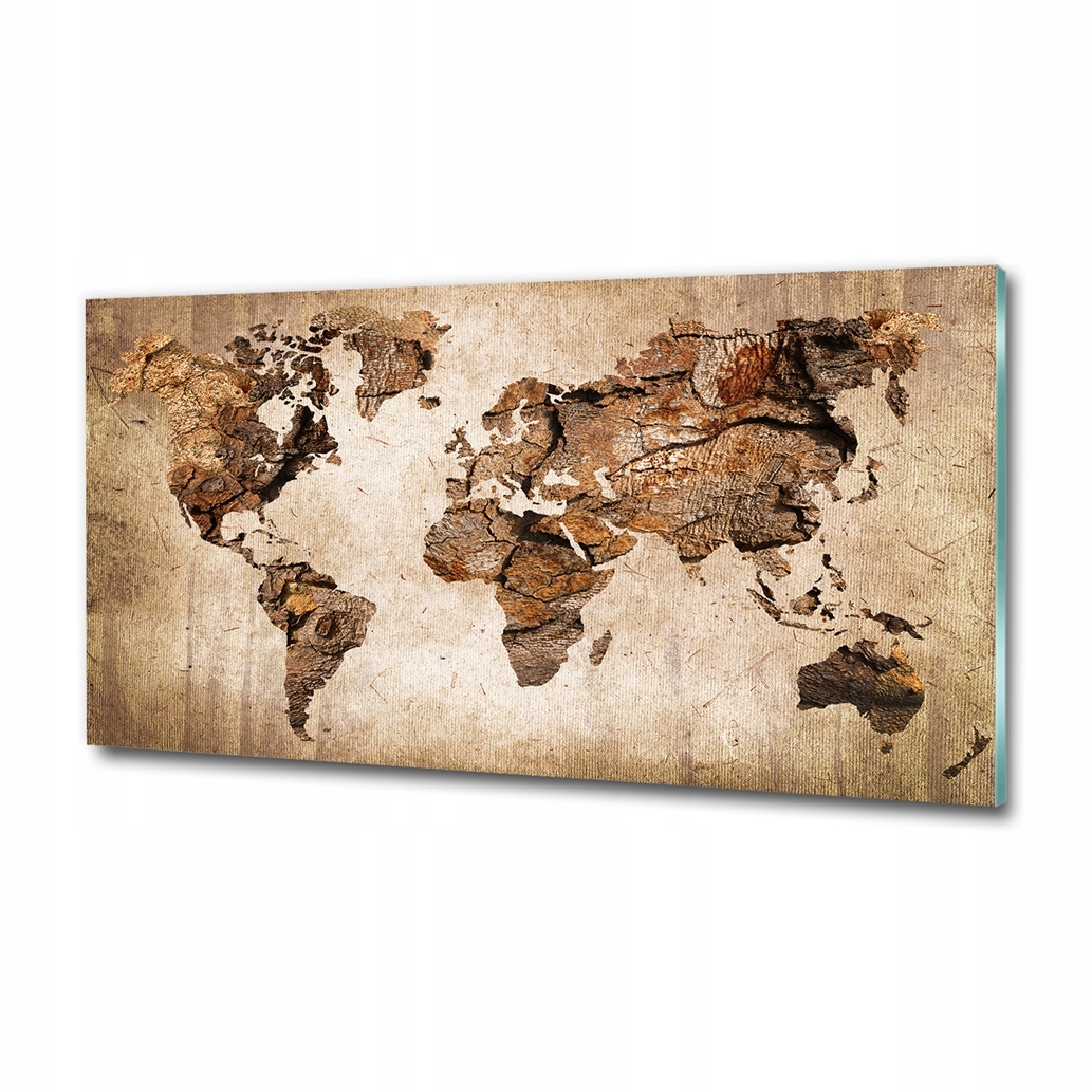 Skleněný obraz do obývacího pokoje velký Mapa světa dřevo