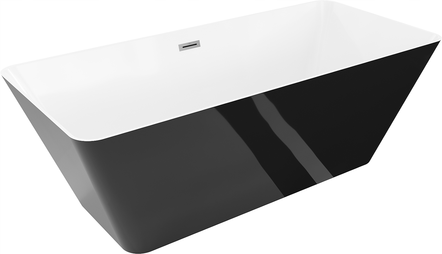 Wanna wolnostojąca 170x75 Mexen Velo Slim czarno biała przelew gun metal