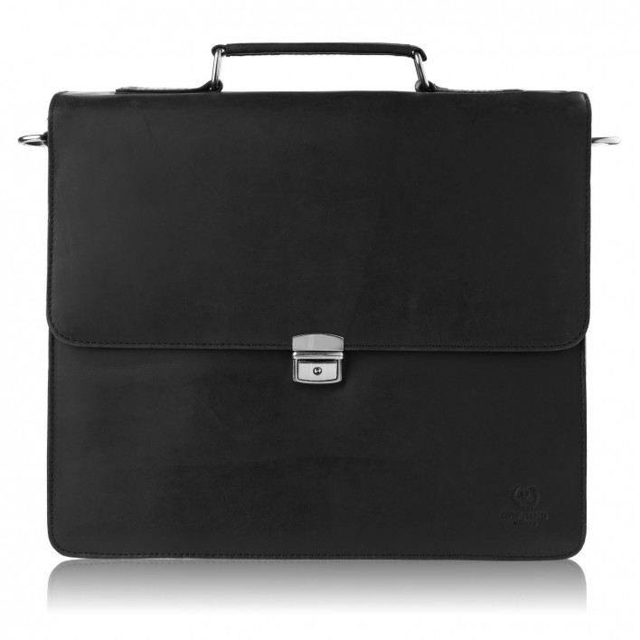 Pánská aktovka kožená černá vintage s klíčkem Paolo Peruzzi