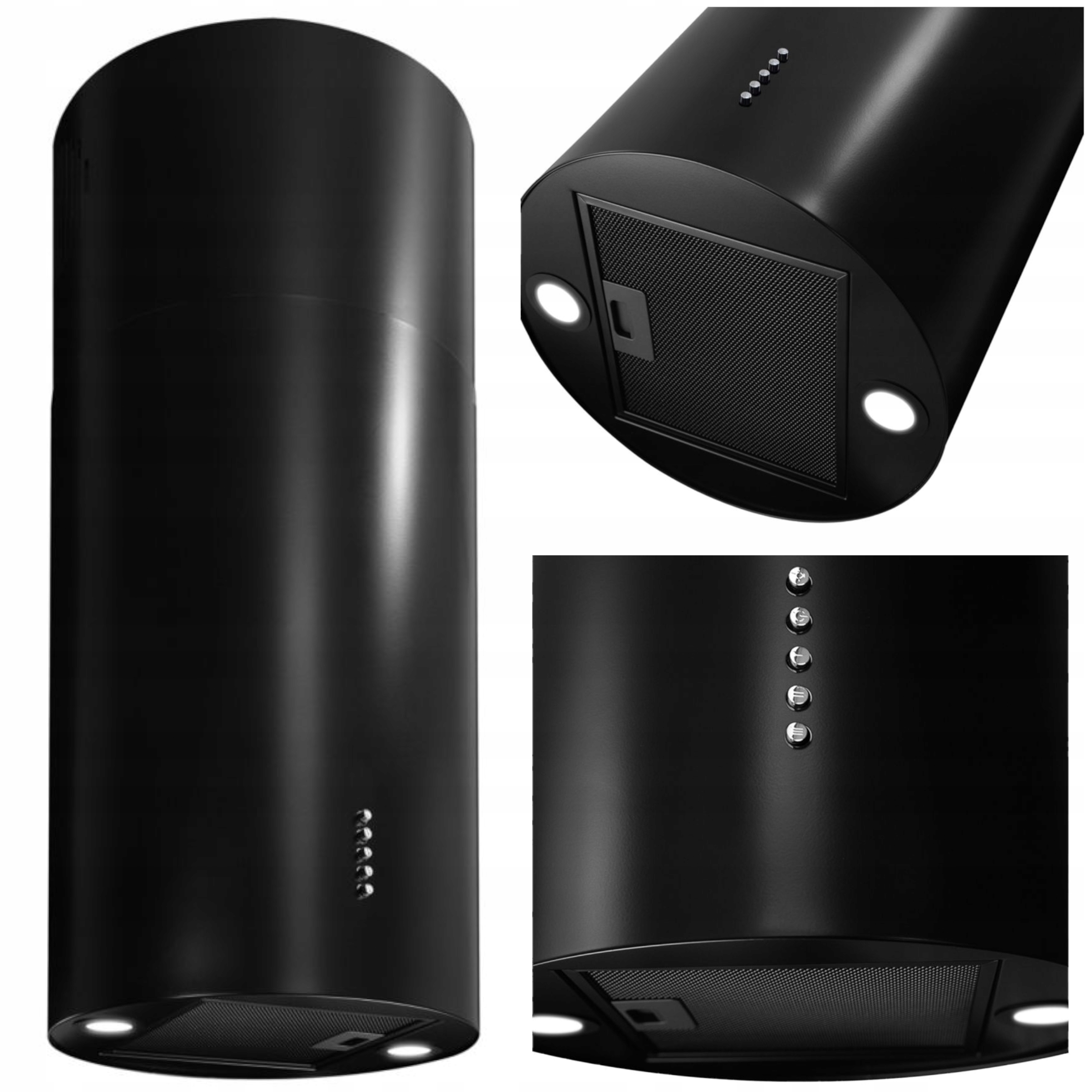 Okap kuchenny Wyspowy Tuba Toflesz Baltic Plus czarny Mat 500m3 40 cm