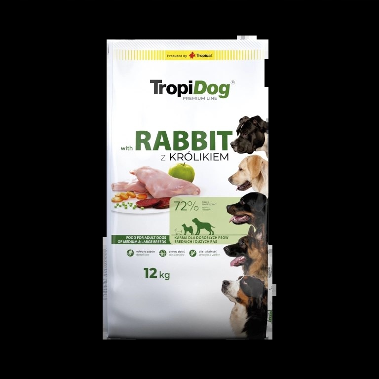 Tropidog Premium Adult Medium & Large Breeds Bohaté na králíka a rýži 12 kg