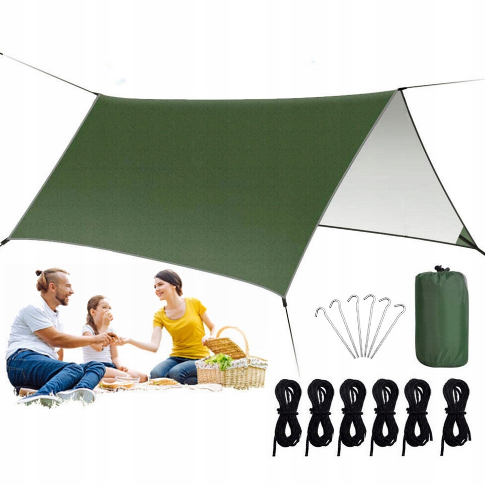Tarp Namiot Płachta Zestaw Linka Paracord 3X3M Survival Bushcraft Anty-uv