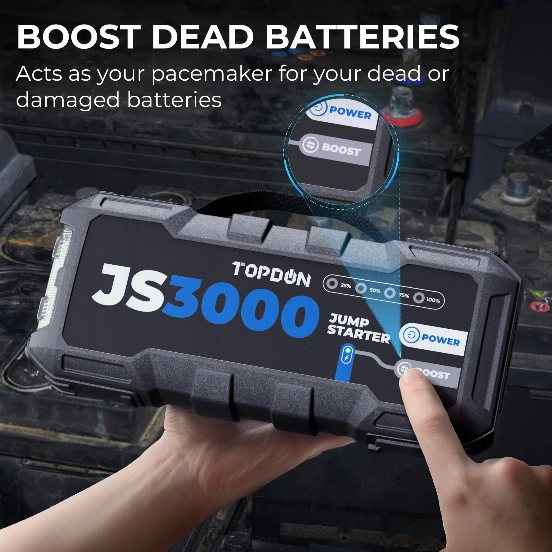 TOPDON Powerbank Rozruchowa JS3000 3000A Do Silników 9L Benzyna 7L Diesel — miniatura 6