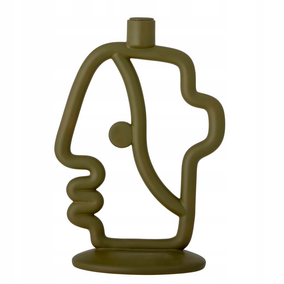 Bloomingville Flavie Dekorativní svícen 33 cm, socha hlavy zelený