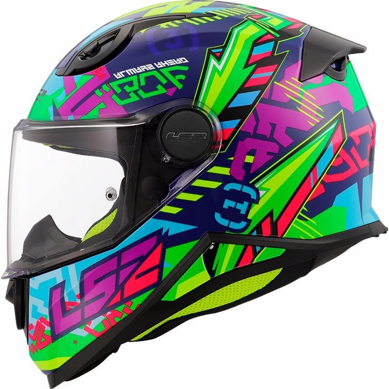 Kolorowy dziecięcy kask motocyklowy z szybą LS2 FF812 Kid Svent L 52-54cm
