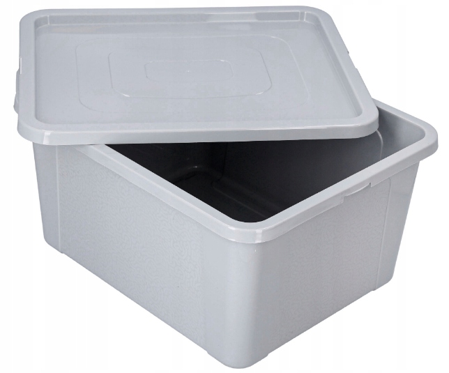 Pojemnik plastikowy 20 l szary z pokrywą praktyczny box na ubrania i klocki