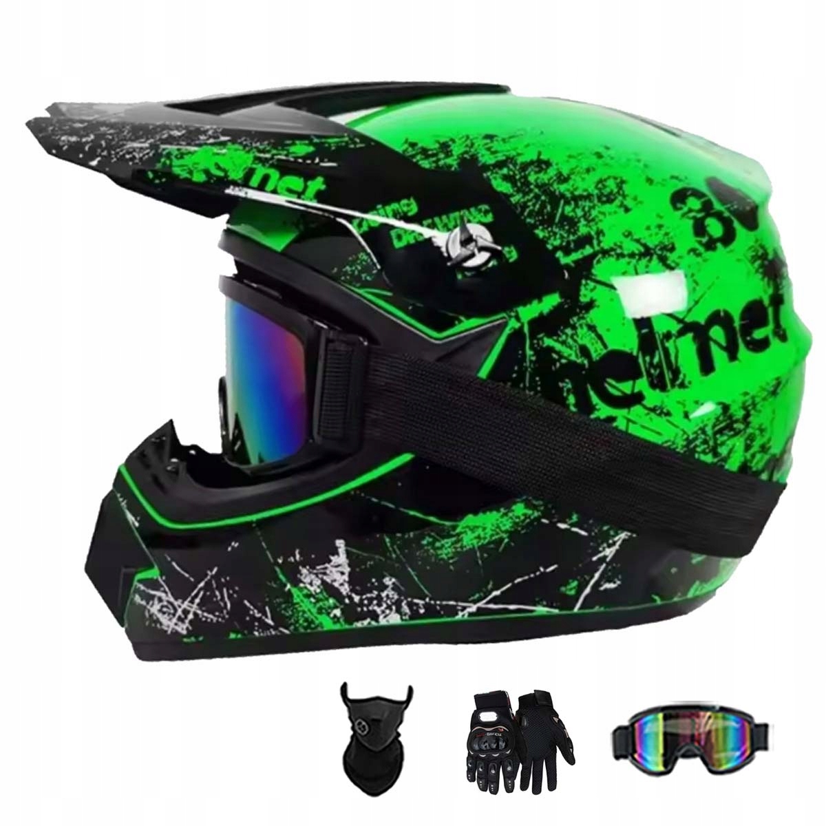 Motocyklová Přilba Lehká Enduro Quada Brýle Rukavice Maska S