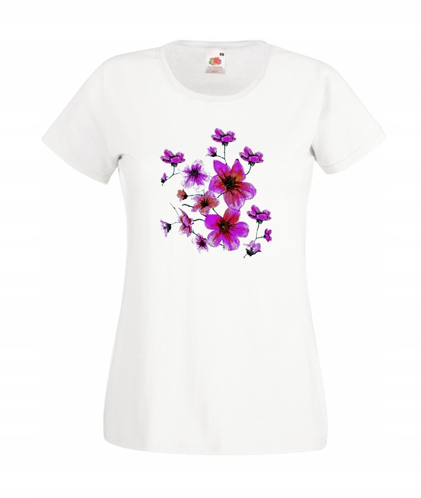 

XL Koszulka Damska Kwiaty Maki Folk Magnolia Wzor