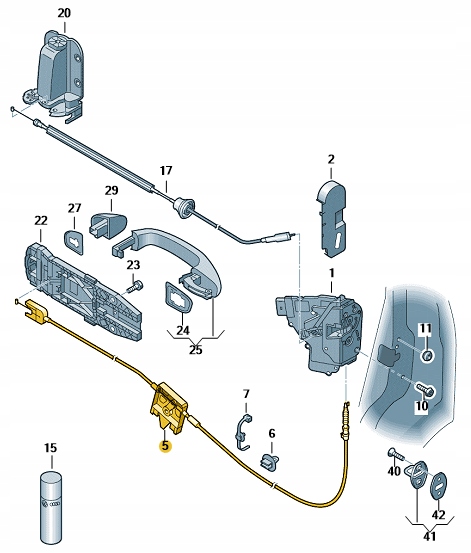CIEGNO BOWDENA DRZWI PRZESUWNYCH VW SHARAN OE