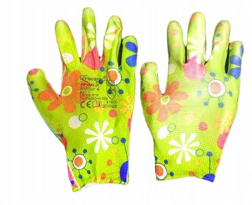 

Rękawice ogrodowe dziecięce zielone w kwiatki r.4