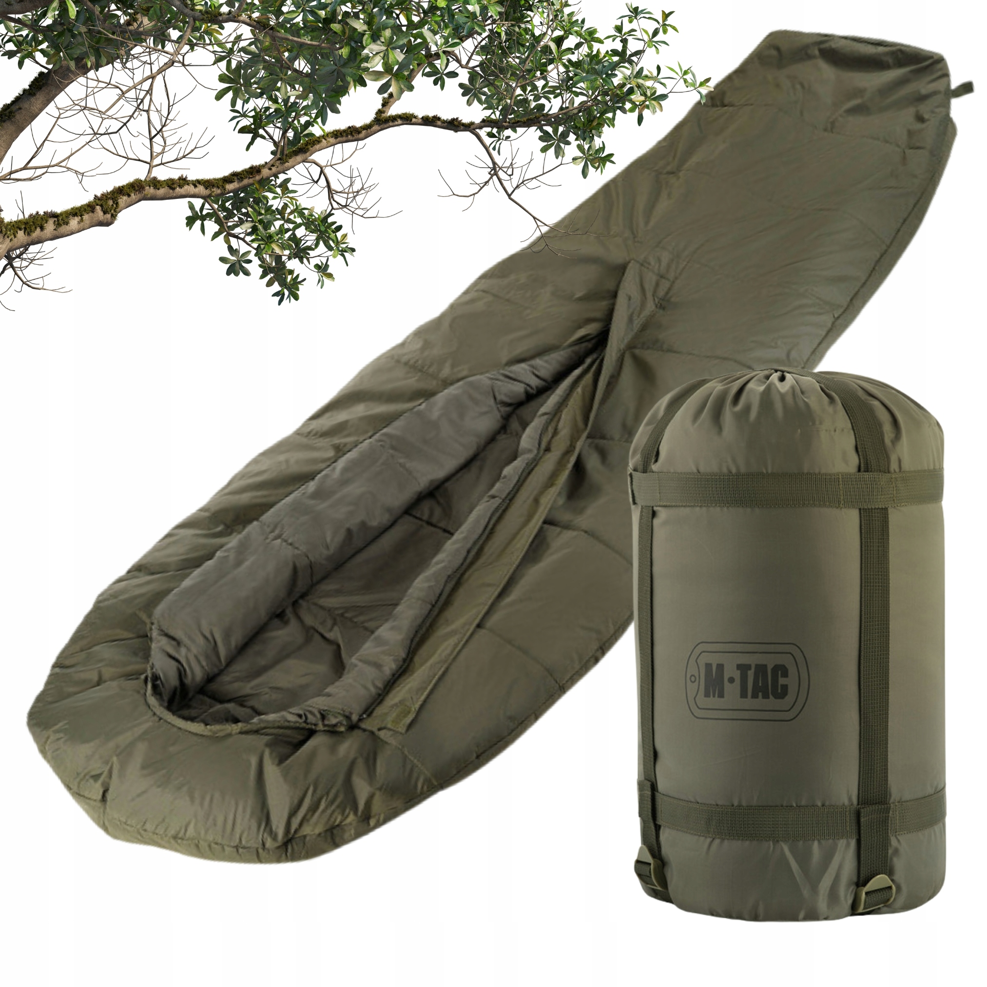 Śpiwór Turystyczny Wojskowy Termiczny Lekki Mumia M-Tac 230х80х60cm Olive