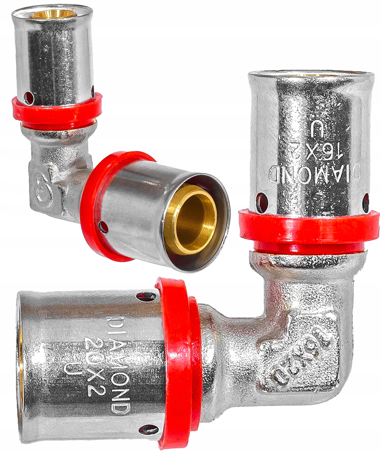 KOLANO REDUKCYJNE ZAPRASOWYWANE PEX ALUPEX FI 20x16 MOSIĄDZ DIAMOND